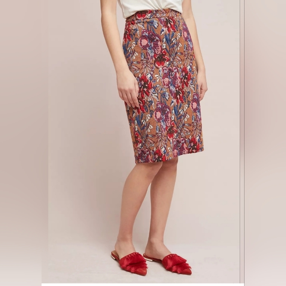 Maeve Anthropologie Knit Floral Pencil Skirt | Xsmall